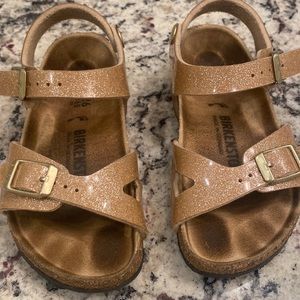 Birkenstocks gold sparkly toddler size 26